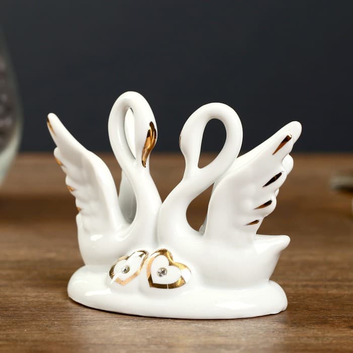 Фигурка под фарфор «2 лебедя изящество», стразы, 10×5×9 см