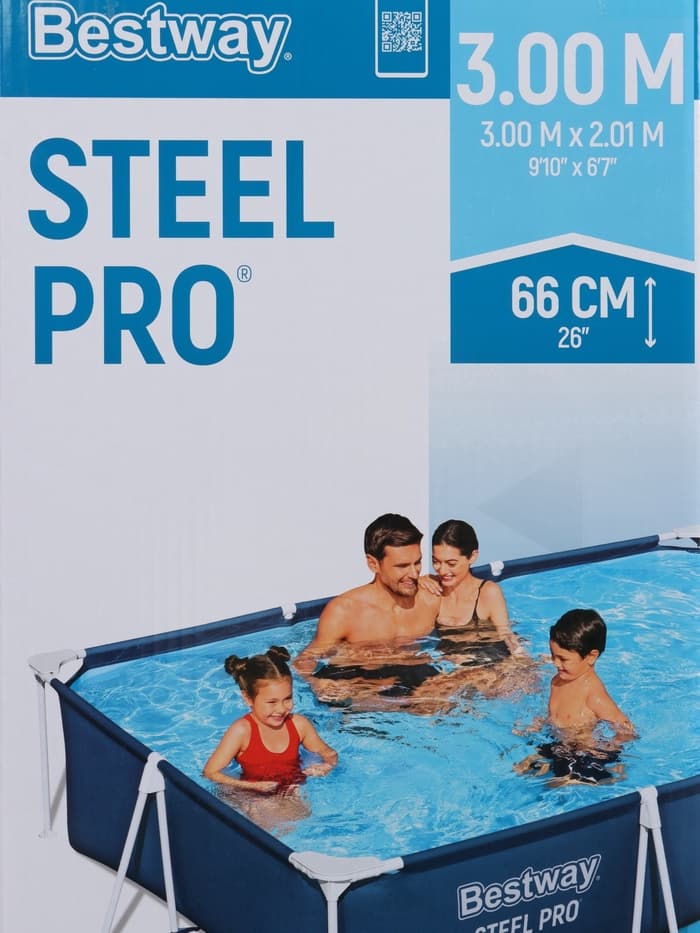 Бассейн каркасный Steel Pro, 300×201×66 см, прямоугольный, 56404 Bestway