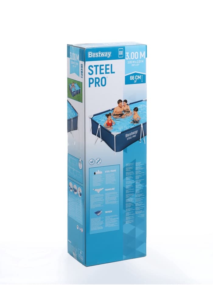 Бассейн каркасный Steel Pro, 300×201×66 см, прямоугольный, 56404 Bestway