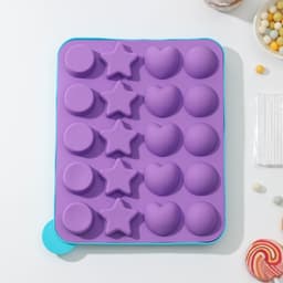 Форма для леденцов «Сладости-радости», силикон, 23x19x3 см, 20 ячеек, с палочками, цвет МИКС