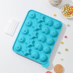 Форма для леденцов «Сладости-радости», силикон, 23x19x3 см, 20 ячеек, с палочками, цвет МИКС