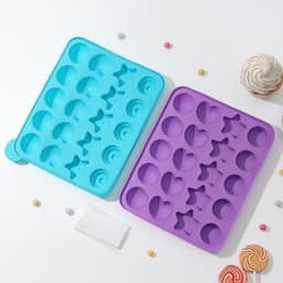 Форма для леденцов «Сладости-радости», силикон, 23x19x3 см, 20 ячеек, с палочками, цвет МИКС