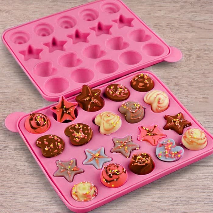 Форма для леденцов «Сладости-радости», силикон, 23x19x3 см, 20 ячеек, с палочками, цвет МИКС