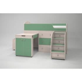 Кровать-чердак Ярофф Малыш, 800x1800, Дуб молочный/Зеленый