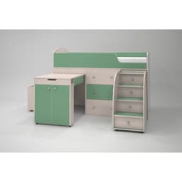 Кровать-чердак Ярофф Малыш, 800x1800, Дуб молочный/Зеленый