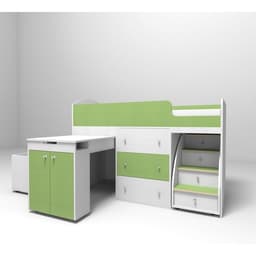 Кровать-чердак Ярофф Малыш, 700x1600, Белое дерево/Зелёный