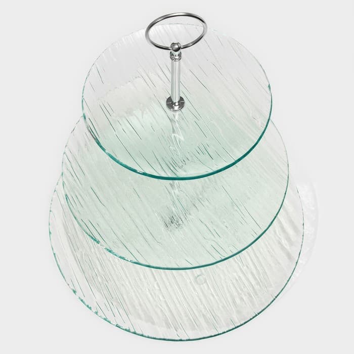 Этажерка-фруктовница круглая Доляна «Текстура», 3 яруса, d=24/20/15 см, стекло