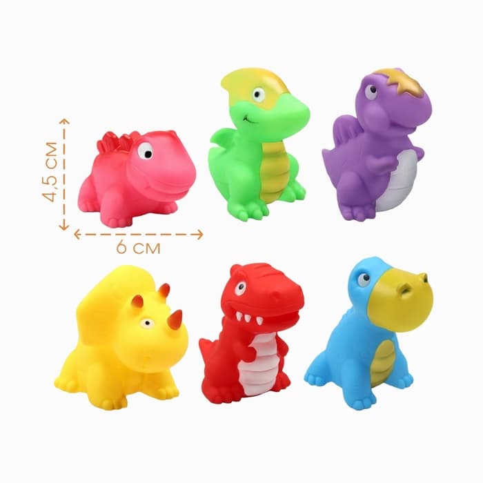 Резиновые игрушки для ванны Крошка Я «Динопарк», с пищалкой, в наборе 6 шт., МИКС