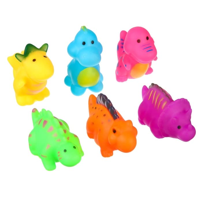 Резиновые игрушки для ванны Крошка Я «Динопарк», с пищалкой, в наборе 6 шт., МИКС