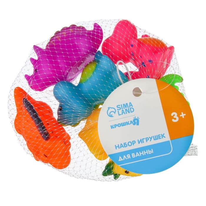 Резиновые игрушки для ванны Крошка Я «Динопарк», с пищалкой, в наборе 6 шт., МИКС
