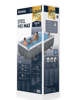 Бассейн каркасный Steel Pro Max, 404×201×100 см, фильтр-насос, лестница, прямоугольный, 56441 Bestway