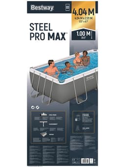 Бассейн каркасный Steel Pro Max, 404×201×100 см, фильтр-насос, лестница, прямоугольный, 56441 Bestway