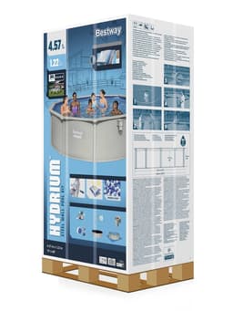 Бассейн стальной Hydrium 457×122 см (песчаный фильтр-насос, лестница, подстилка, тент) 56384