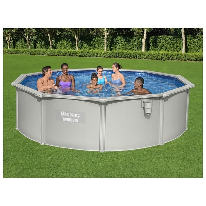 Бассейн стальной Hydrium 457×122 см (песчаный фильтр-насос, лестница, подстилка, тент) 56384