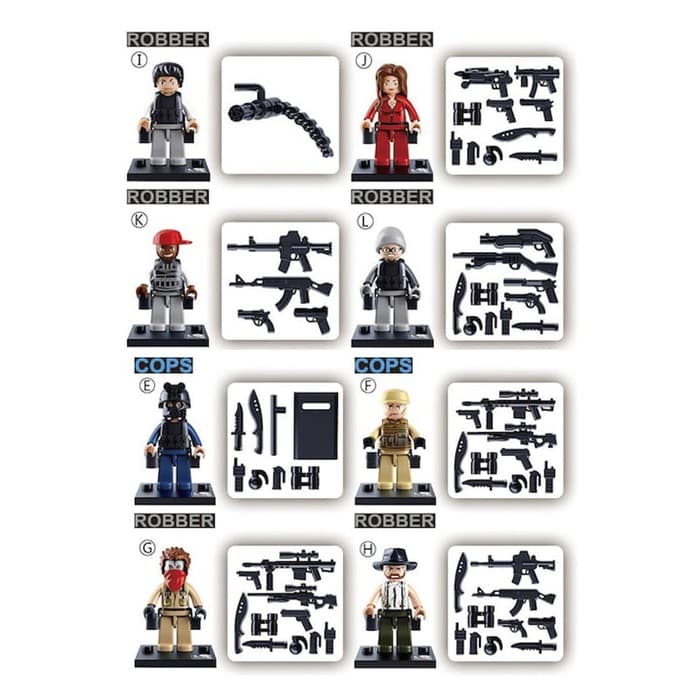 Конструктор фигурки Sluban «Полиция и грабители», 1 шт., МИКС