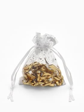 Мешочек подарочный «Звёзды с месяцем», 7×9 см, белый с серебром