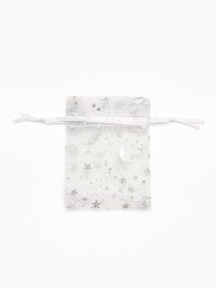 Мешочек подарочный «Звёзды с месяцем», 7×9 см, белый с серебром