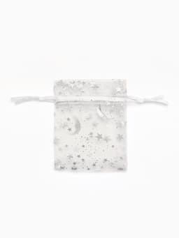 Мешочек подарочный «Звёзды с месяцем», 7×9 см, белый с серебром