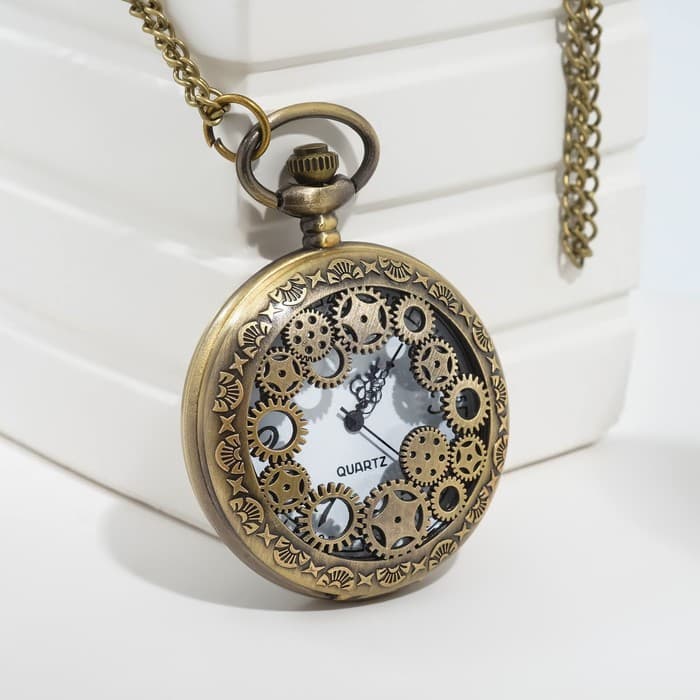 Часы карманные «Шестеренки», кварцевые, циферблат 4 см, 5.5×4.5 см