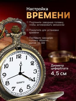 Часы карманные «Рыбалка», кварцевые, d=4.5 см, цепочка 80 см