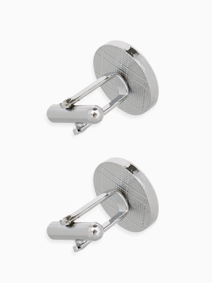 Запонки «Классика», круг с эмалью, окантовка с орнаментом, чёрные, серебре