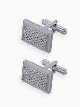 Запонки «Прямоугольник», с точечным нанесением, цвет серебро