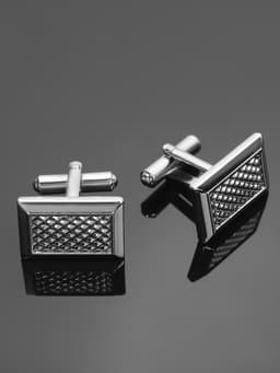 Запонки «Прямоугольник», с точечным нанесением, цвет серебро