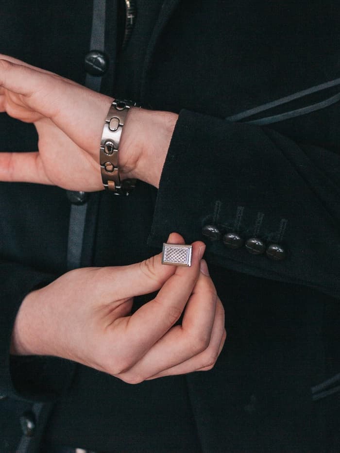 Запонки «Прямоугольник», с точечным нанесением, цвет серебро