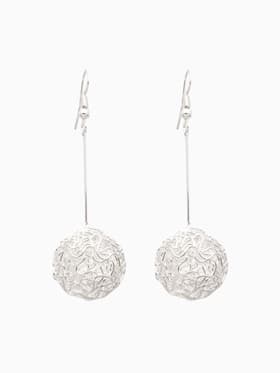 Серьги висячие «Шарик», переплетение, цвет светлое серебро, 6.5 см
