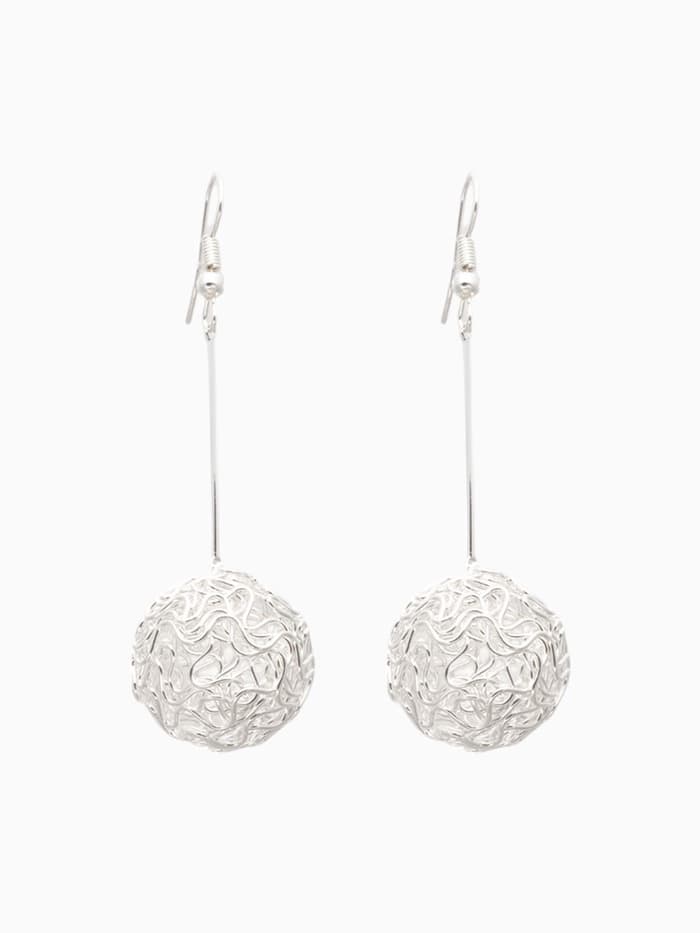 Серьги висячие «Шарик», переплетение, цвет светлое серебро, 6.5 см