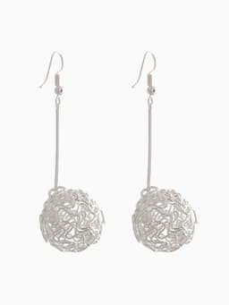Серьги висячие «Шарик», переплетение, цвет светлое серебро, 6.5 см