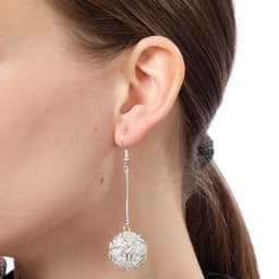 Серьги висячие «Шарик», переплетение, цвет светлое серебро, 6.5 см