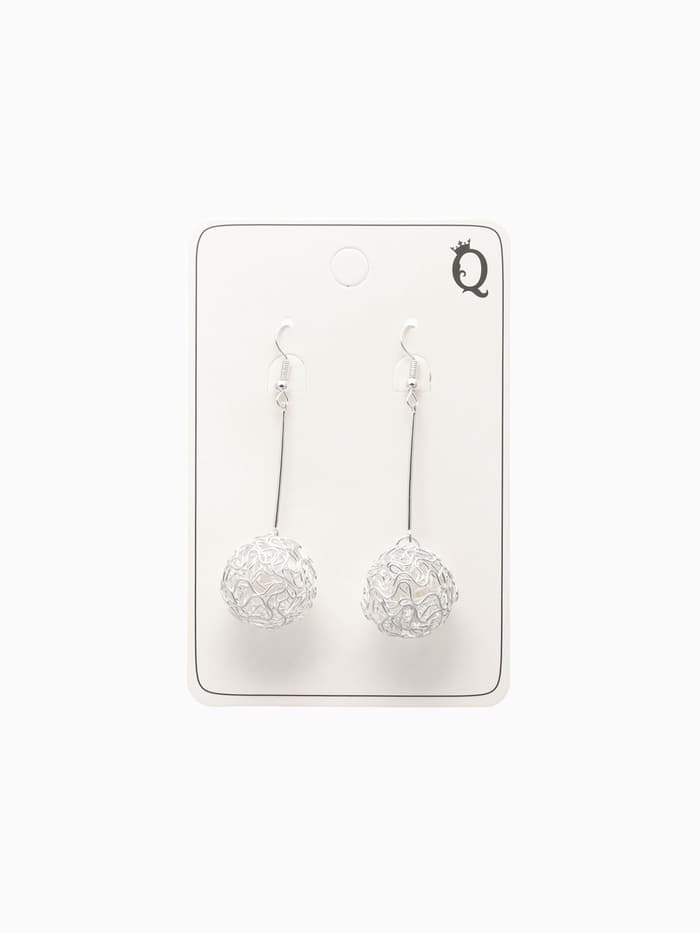 Серьги висячие «Шарик», переплетение, цвет светлое серебро, 6.5 см