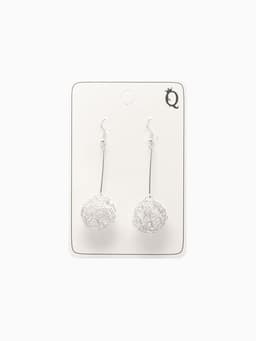 Серьги висячие «Шарик», переплетение, цвет светлое серебро, 6.5 см