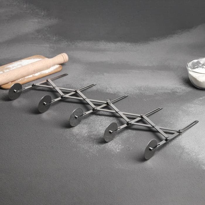 Тесторезка растяжимая Доляна, 5 дисков, 24.5×5 см, нержавеющая сталь