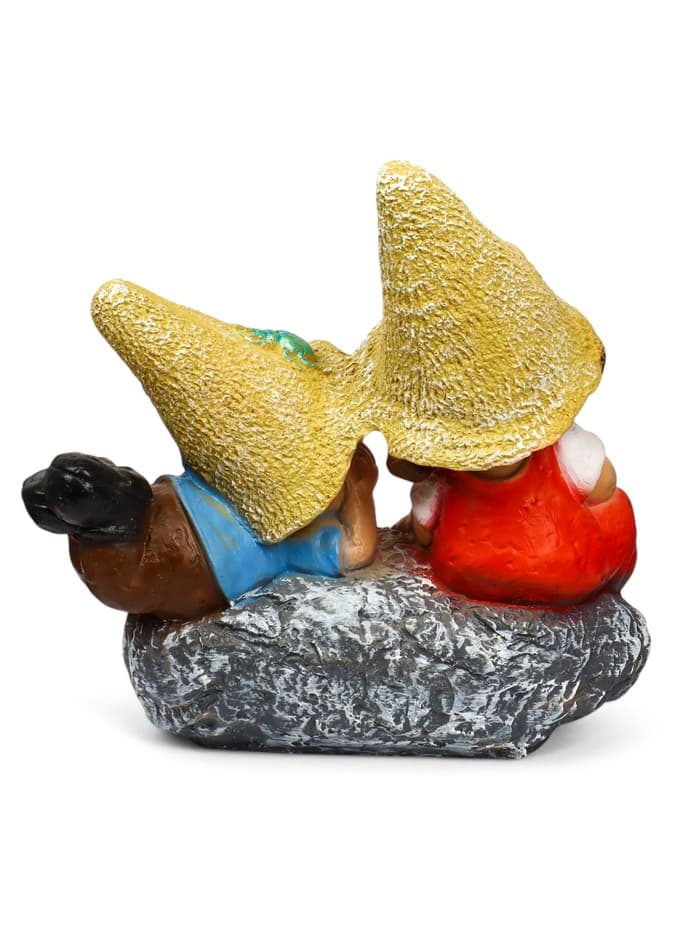 Садовая фигура из полистоуна «Девочка с мальчиком на камне», 42×22×41 см