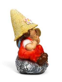 Садовая фигура из полистоуна «Девочка с мальчиком на камне», 42×22×41 см