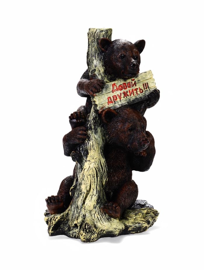 Садовая фигура из полистоуна «Медведь с табличкой», 30×32×53 см