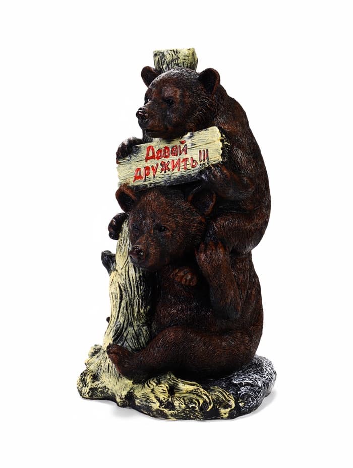 Садовая фигура из полистоуна «Медведь с табличкой», 30×32×53 см