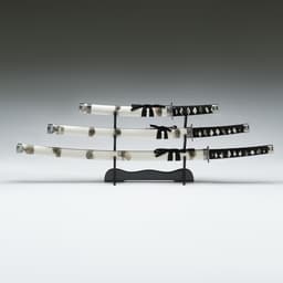 Макет оружия «Сувенирные катаны на подставке 3в1. Белая дымка глянец», подарочный набор, ножны дерево, 51 см; 77 см; 104 см