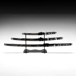 Макет оружия «Сувенирные катаны на подставке 3в1. Чёрный дракон», подарочный набор, ножны дерево, 51 см; 71 см; 100 см