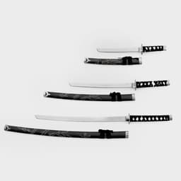 Макет оружия «Сувенирные катаны на подставке 3в1. Чёрный дракон», подарочный набор, ножны дерево, 51 см; 71 см; 100 см