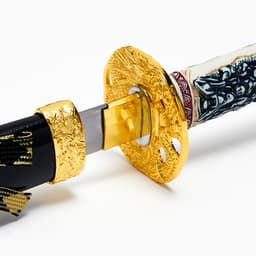 Макет оружия «Сувенирные катаны на подставке 3в1. Голова дракона», подарочный набор, ножны дерево, чёрный, 60 см; 90 см; 108