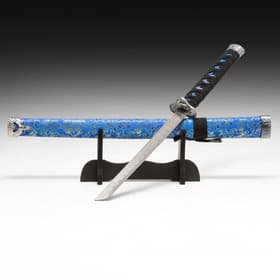 Макет оружия «Сувенирная катана на подставке», синие ножны с цветочным узором, 70 см