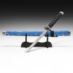 Макет оружия «Сувенирная катана на подставке», синие ножны с цветочным узором, 70 см