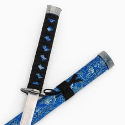 Макет оружия «Сувенирная катана на подставке», синие ножны с цветочным узором, 70 см