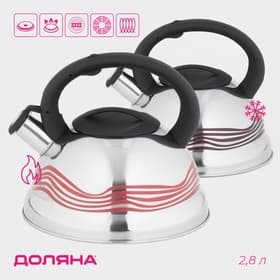 Чайник Доляна «Волна», 2.8 л, со свистком, с индикатором нагрева, фиксированная ручка, нержавеющая сталь