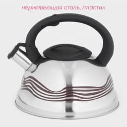 Чайник Доляна «Волна», 2.8 л, со свистком, с индикатором нагрева, фиксированная ручка, нержавеющая сталь
