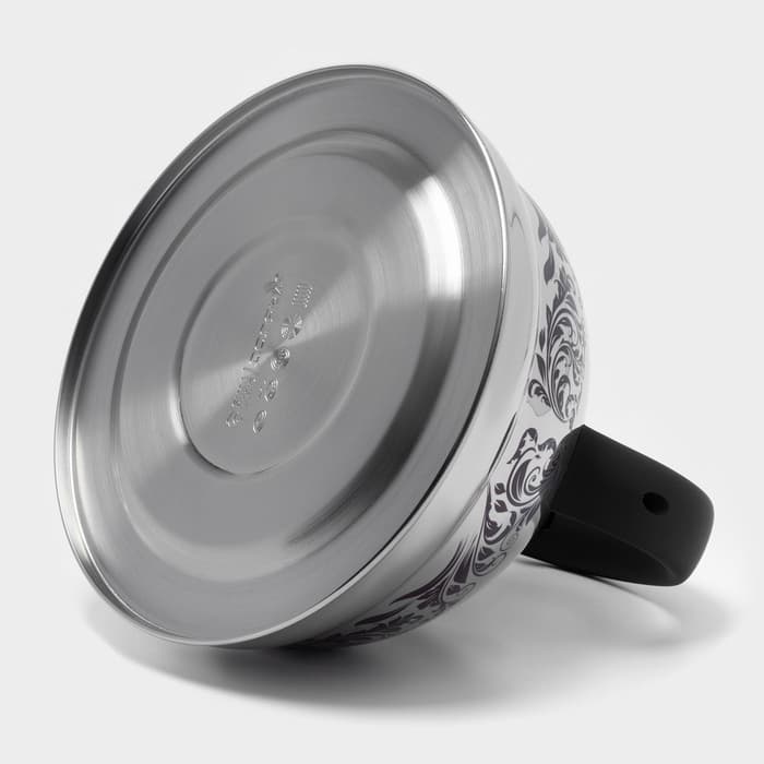 Чайник Доляна «Расцвет», 2.8 л, со свистком, фиксированная ручка, с индикатором нагрева, нержавеющая сталь, серебристый