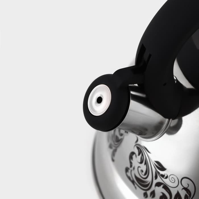 Чайник Доляна «Расцвет», 2.8 л, со свистком, фиксированная ручка, с индикатором нагрева, нержавеющая сталь, серебристый